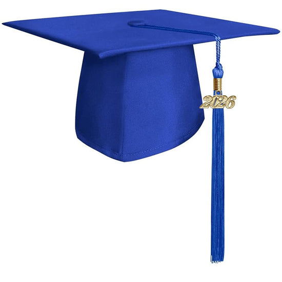Matte Royal Blue Graduation Cap & Tassel by Wholesale Grad Supply