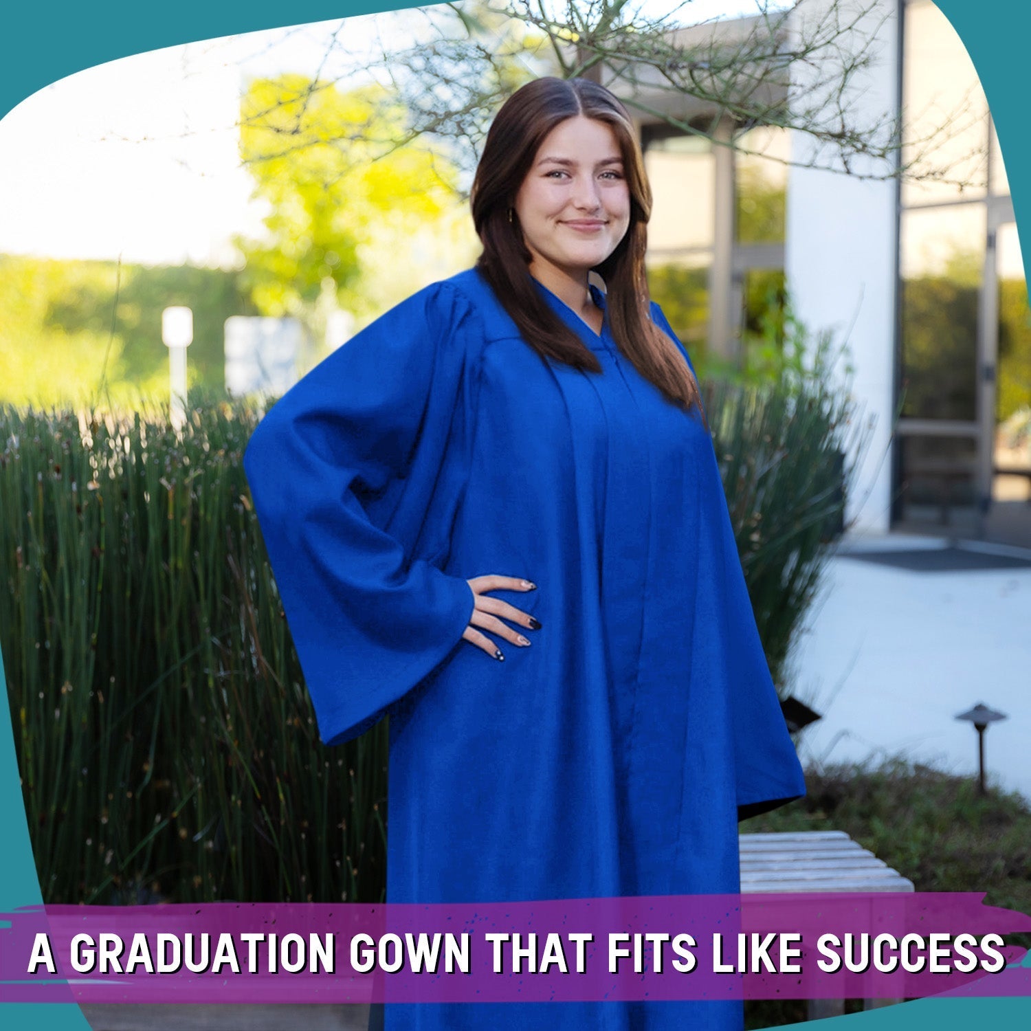 Matte Royal Blue Graduation Gown by Wholesale Grad Supply