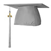 Matte Silver Graduation Cap & Tassel by Wholesale Grad Supply