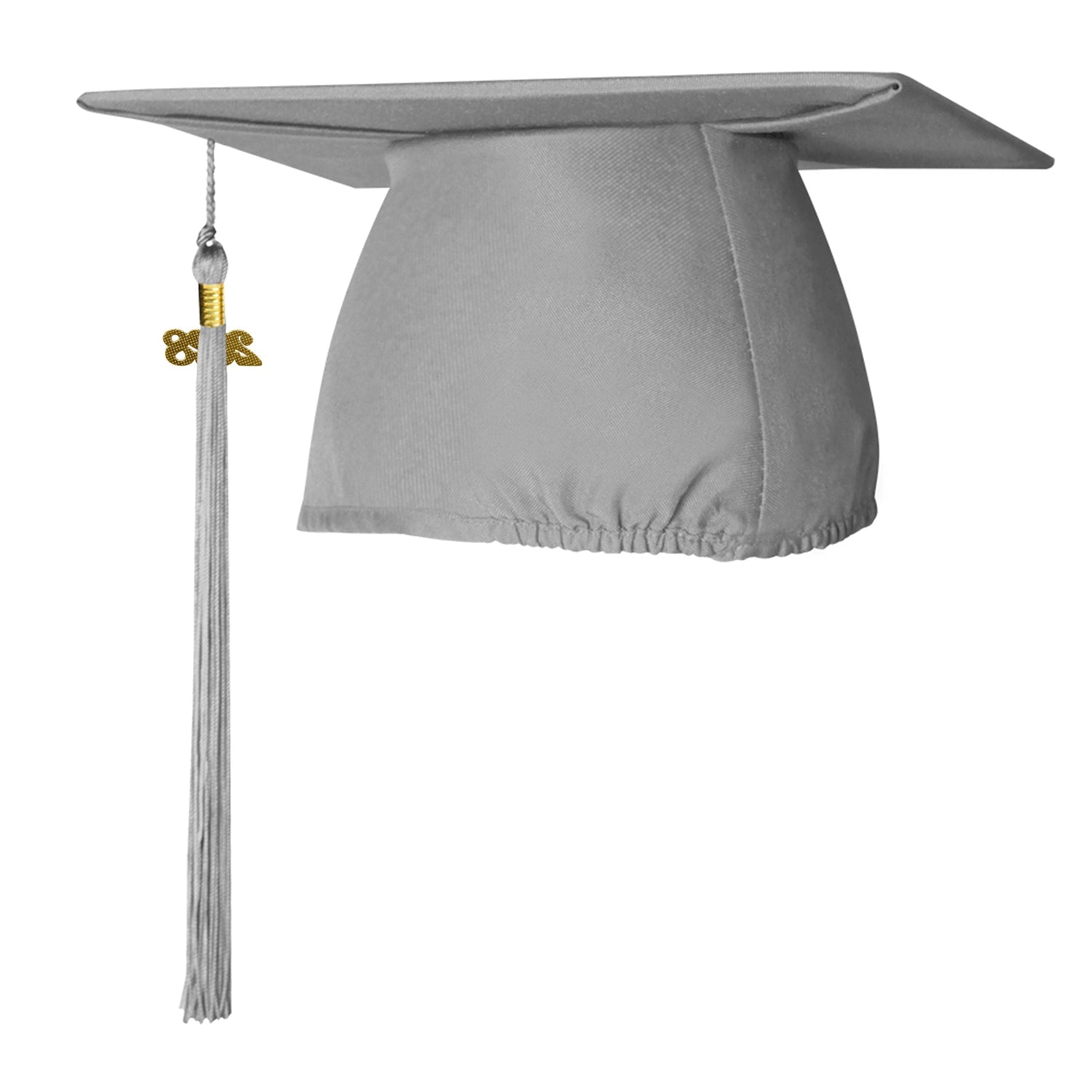 Matte Silver Graduation Cap & Tassel by Wholesale Grad Supply