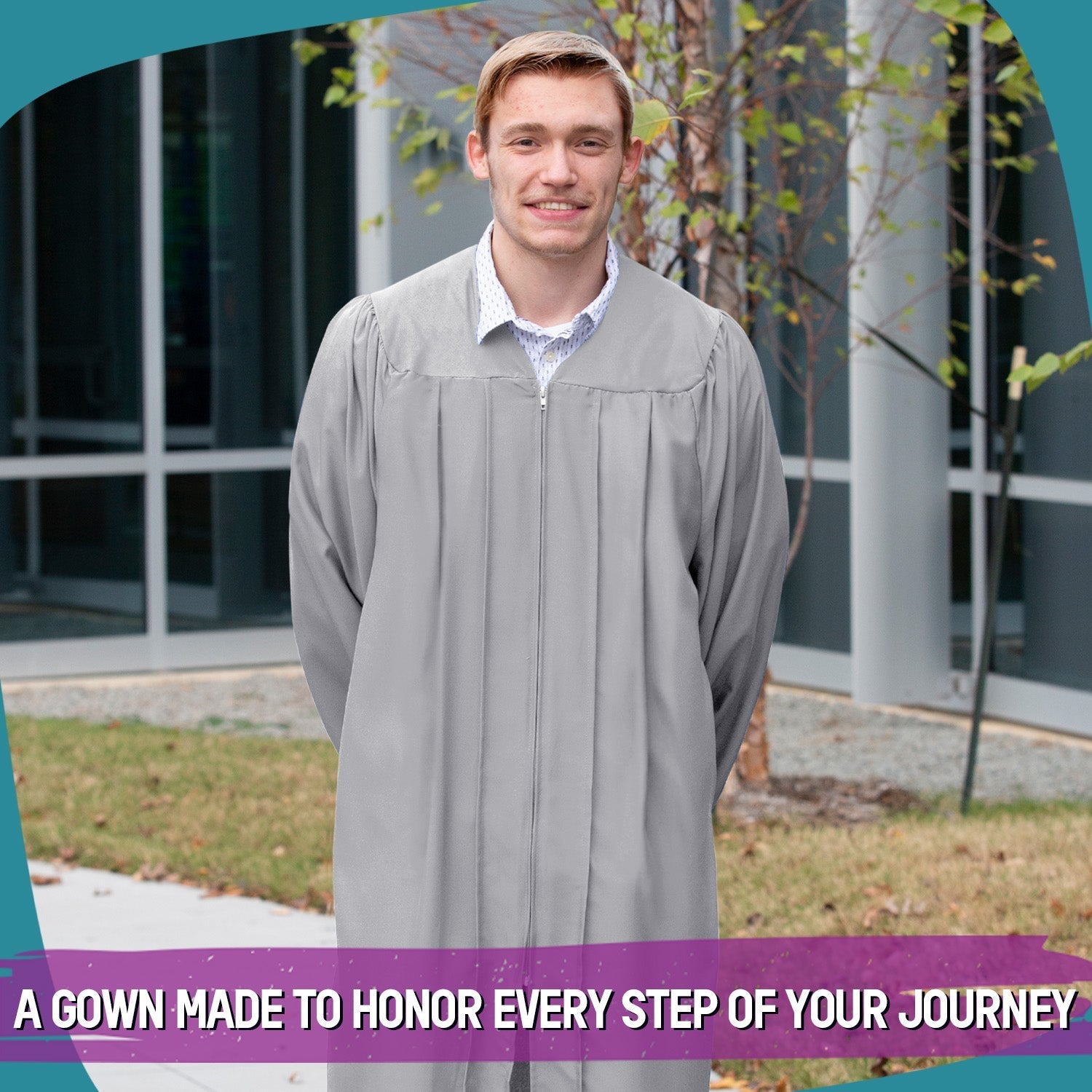Matte Silver Graduation Gown by Wholesale Grad Supply