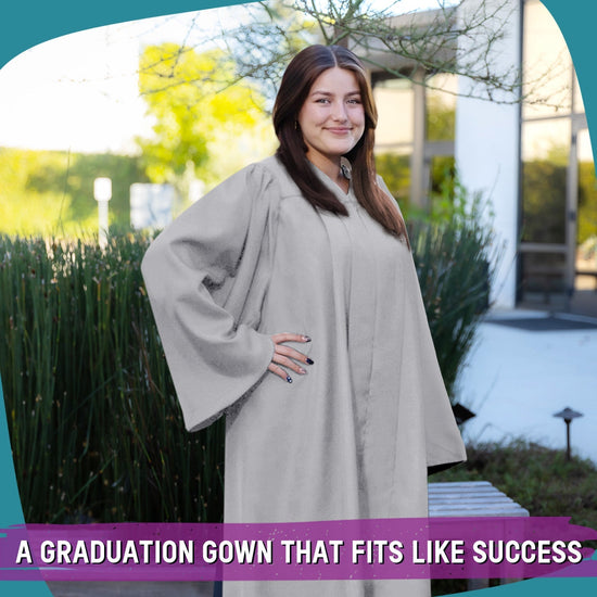 Matte Silver Graduation Gown by Wholesale Grad Supply