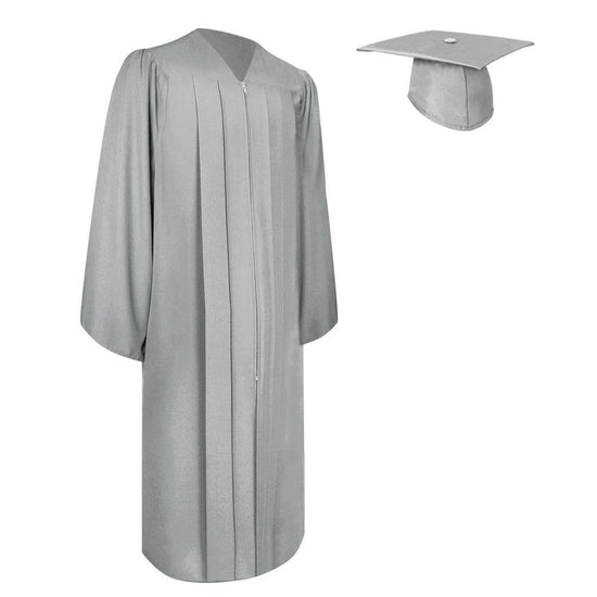 Matte Silver Graduation Gown & Cap by Wholesale Grad Supply