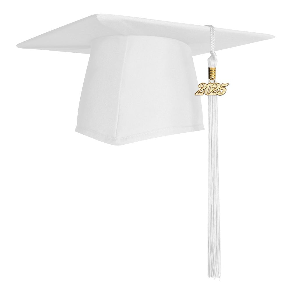 Matte White Graduation Cap & Tassel by Wholesale Grad Supply
