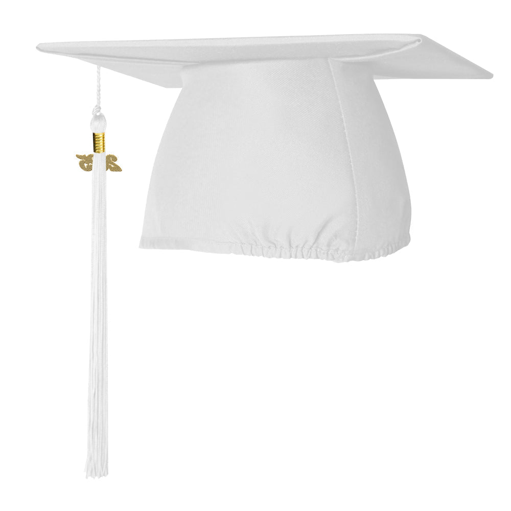 Matte White Graduation Cap & Tassel by Wholesale Grad Supply