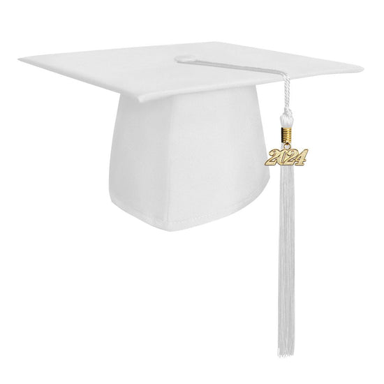 Matte White Graduation Cap & Tassel by Wholesale Grad Supply