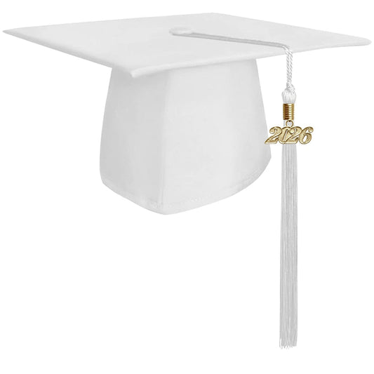 Matte White Graduation Cap & Tassel by Wholesale Grad Supply