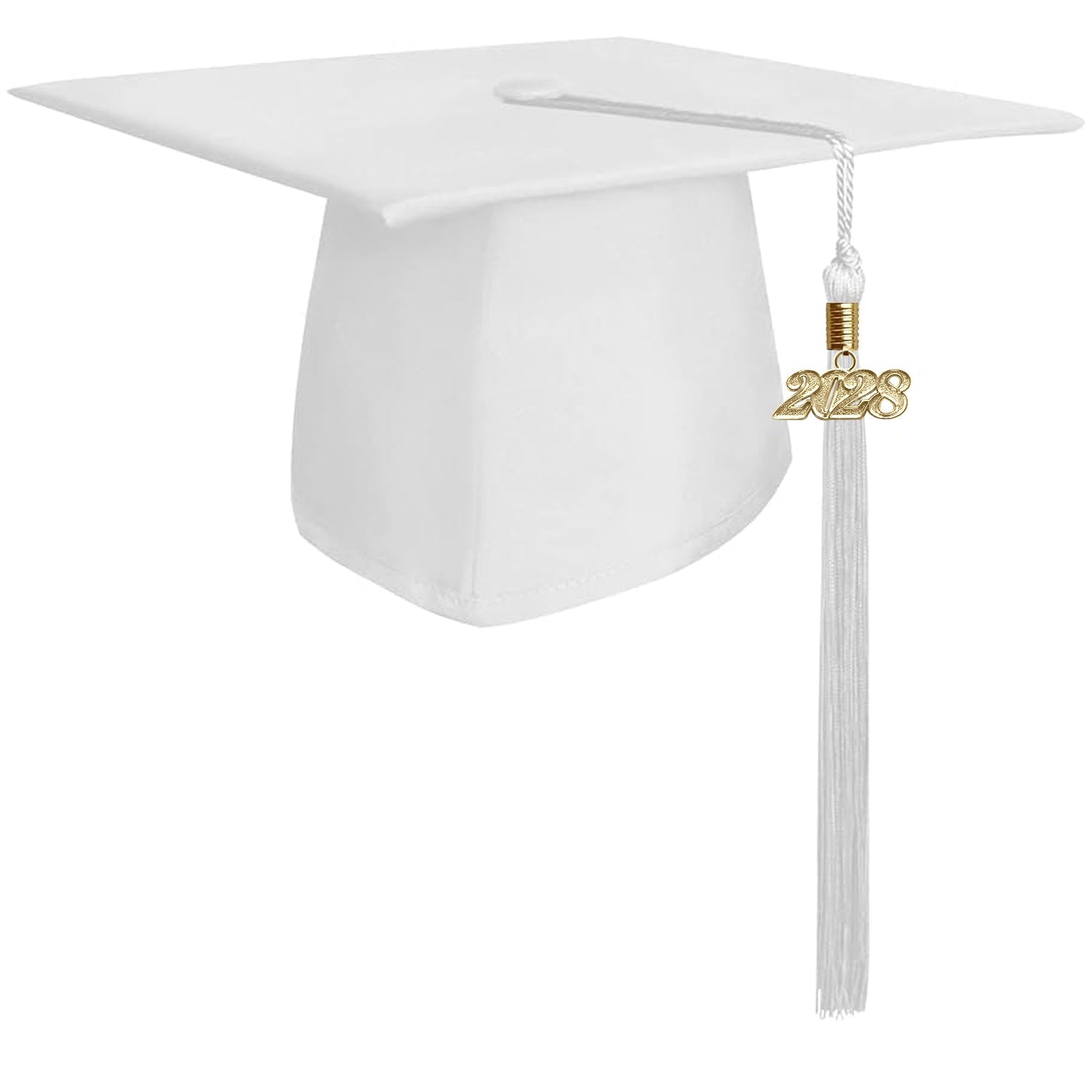 Matte White Graduation Cap & Tassel by Wholesale Grad Supply