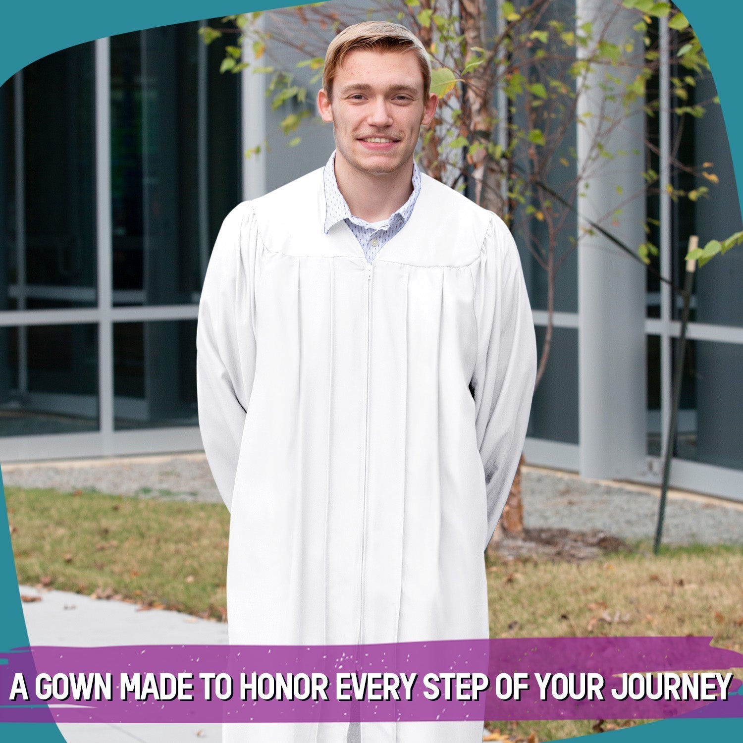 Matte White Graduation Gown by Wholesale Grad Supply