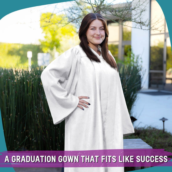 Matte White Graduation Gown by Wholesale Grad Supply