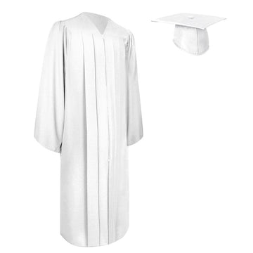 Matte White Graduation Gown & Cap by Wholesale Grad Supply
