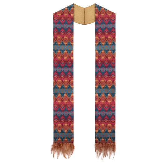 Native American Graduation Stole with Feather Tipped Fringes by Wholesale Grad Supply