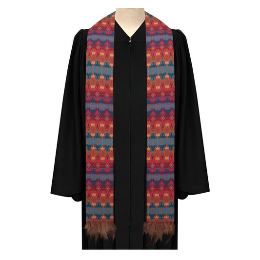Native American Graduation Stole with Feather Tipped Fringes by Wholesale Grad Supply