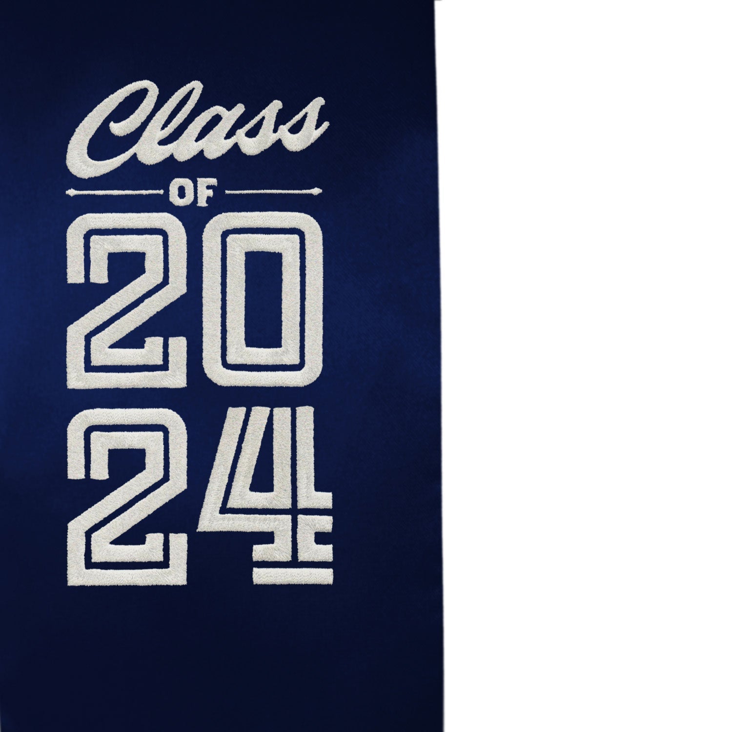 Navy Blue Class of 2024 Graduation Stole/Sash with Classic Tips by Wholesale Grad Supply