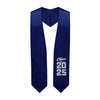 Navy Blue Class of 2025 Graduation Stole/Sash with Classic Tips by Wholesale Grad Supply