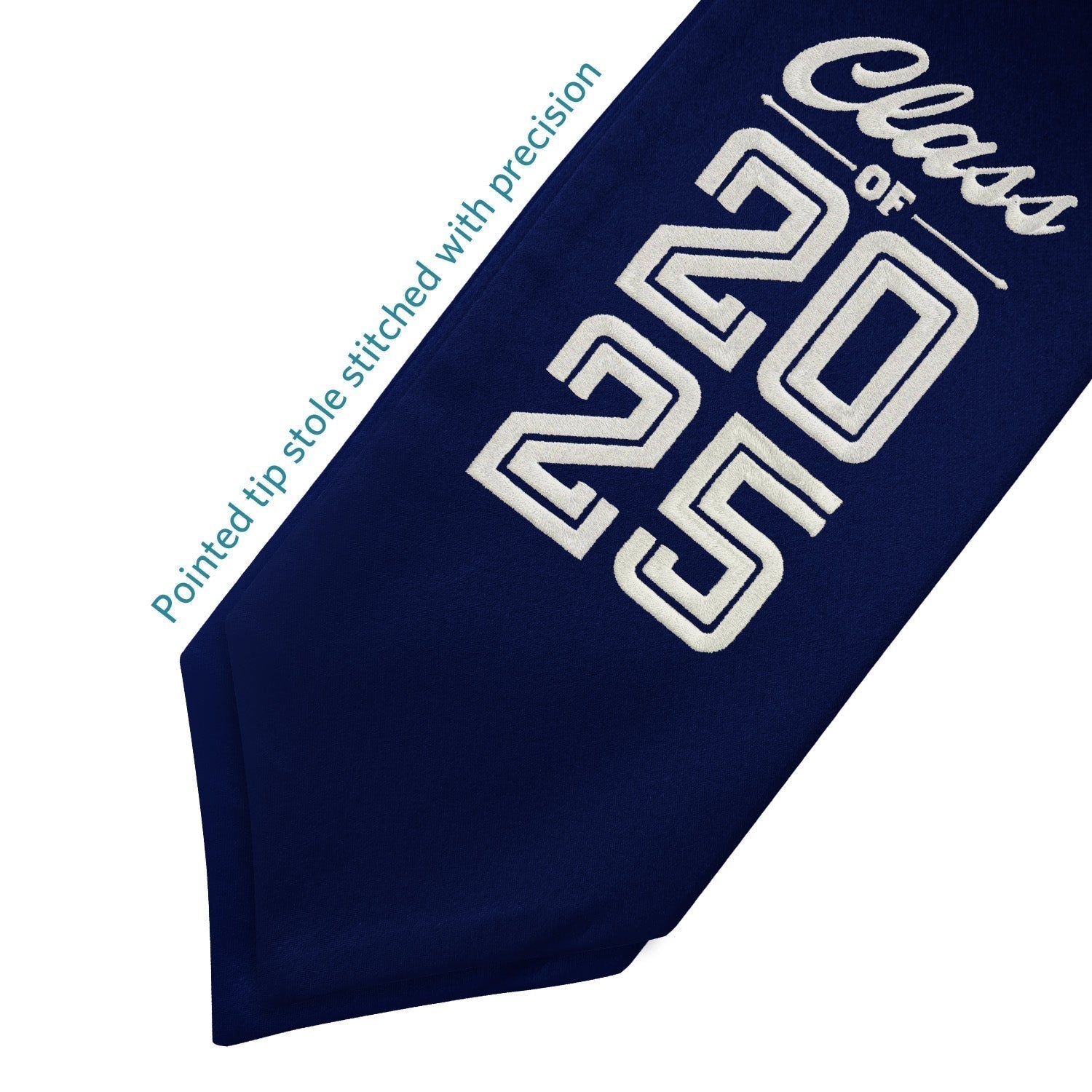 Navy Blue Class of 2025 Graduation Stole/Sash with Classic Tips by Wholesale Grad Supply