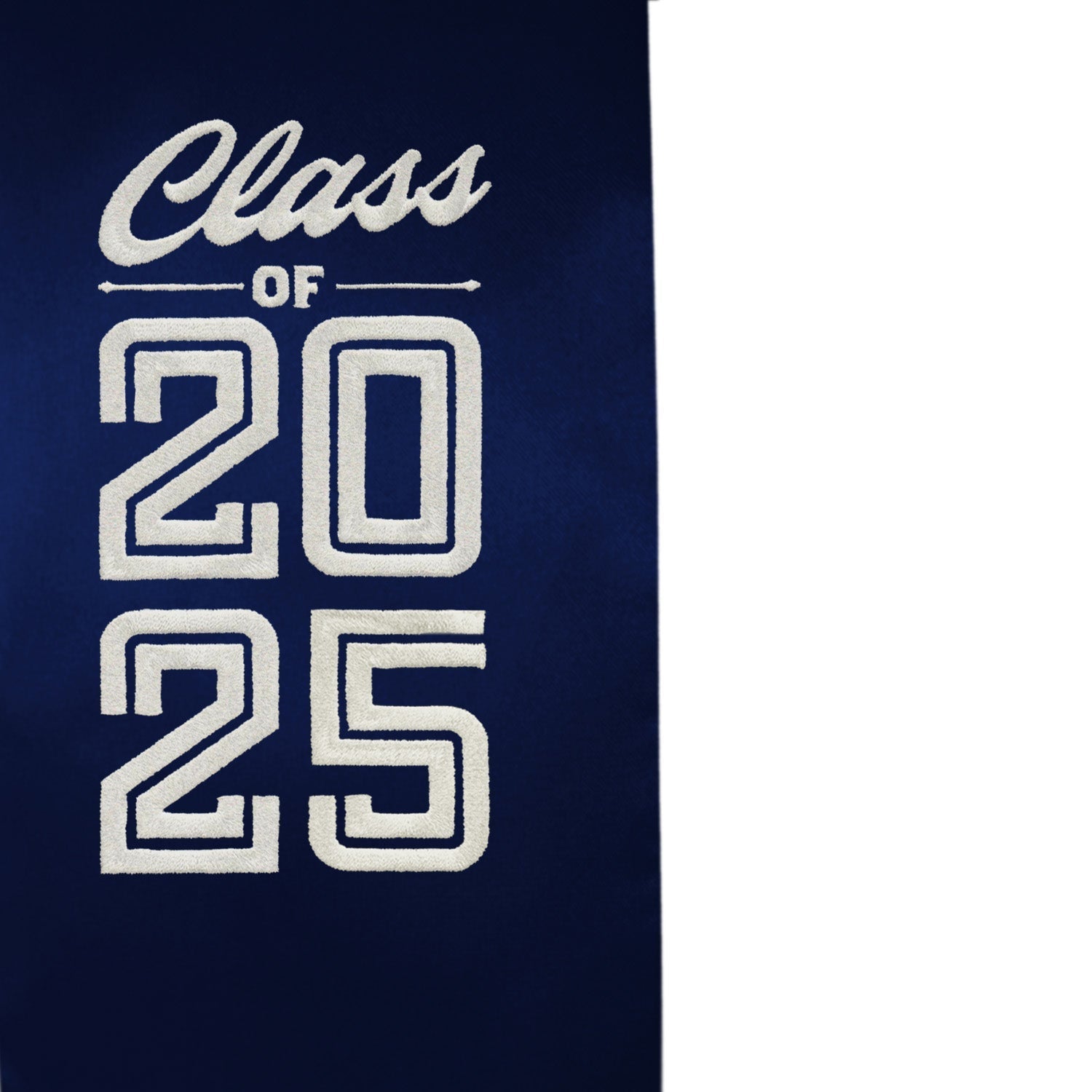 Navy Blue Class of 2025 Graduation Stole/Sash with Classic Tips by Wholesale Grad Supply