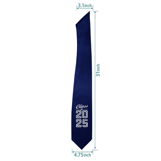 Navy Blue Class of 2025 Graduation Stole/Sash with Classic Tips by Wholesale Grad Supply