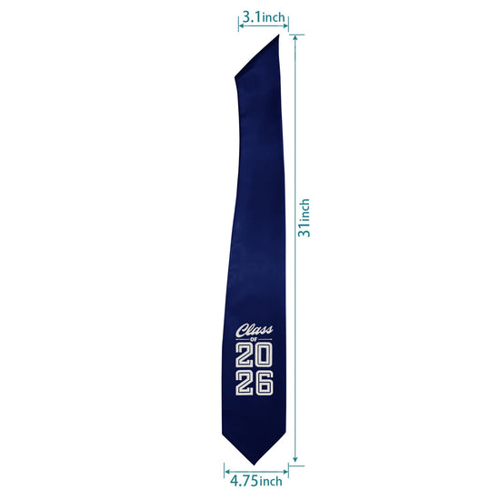 Navy Blue Class of 2026 Graduation Stole/Sash with Classic Tips by Wholesale Grad Supply
