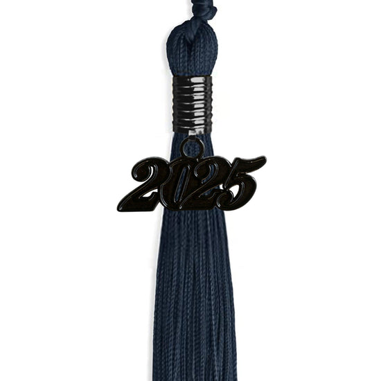 Navy Blue Graduation Tassel with Black Bling Charm by Wholesale Grad Supply