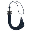 Navy Blue Graduation Tassel with Black Bling Charm by Wholesale Grad Supply