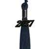Navy Blue Graduation Tassel with Black Bling Charm by Wholesale Grad Supply