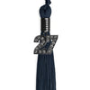 Navy Blue Graduation Tassel with Black Bling Charm by Wholesale Grad Supply