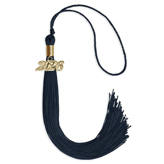Navy Blue Graduation Tassel with Gold Bling Charm by Wholesale Grad Supply