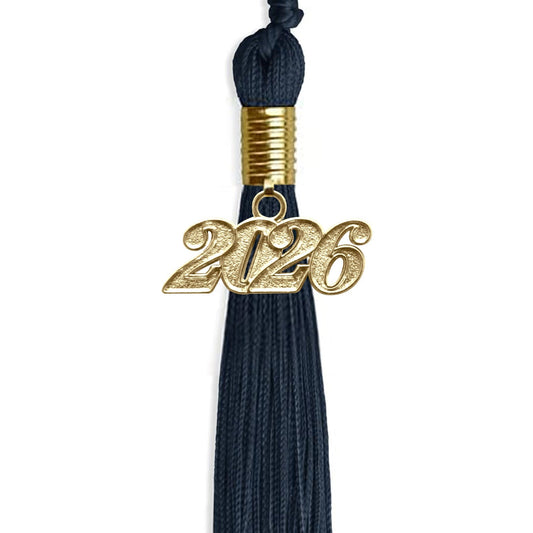 Navy Blue Graduation Tassel with Gold Bling Charm by Wholesale Grad Supply