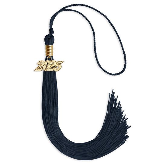 Navy Blue Graduation Tassel with Gold Bling Charm by Wholesale Grad Supply