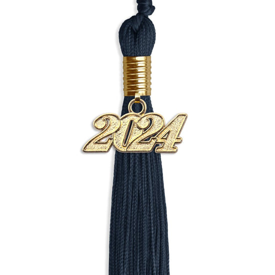 Navy Blue Graduation Tassel with Gold Bling Charm by Wholesale Grad Supply