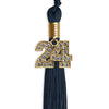 Navy Blue Graduation Tassel with Gold Bling Charm by Wholesale Grad Supply