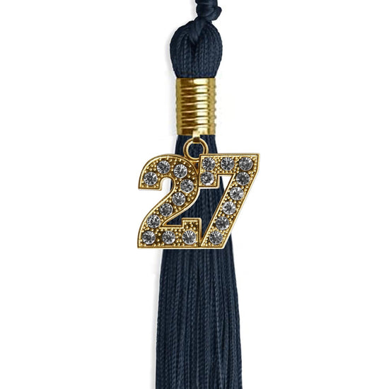 Navy Blue Graduation Tassel with Gold Bling Charm by Wholesale Grad Supply