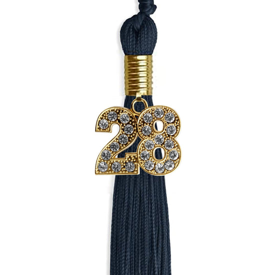 Navy Blue Graduation Tassel with Gold Bling Charm by Wholesale Grad Supply
