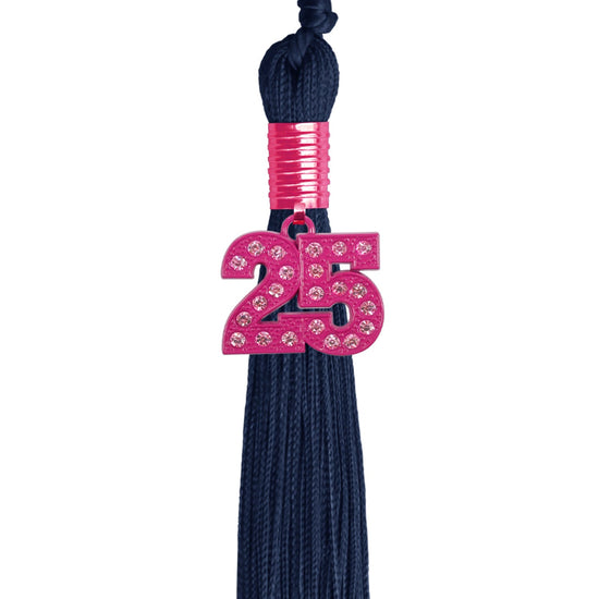 Navy Blue Graduation Tassel with Pink Bling Charm by Wholesale Grad Supply
