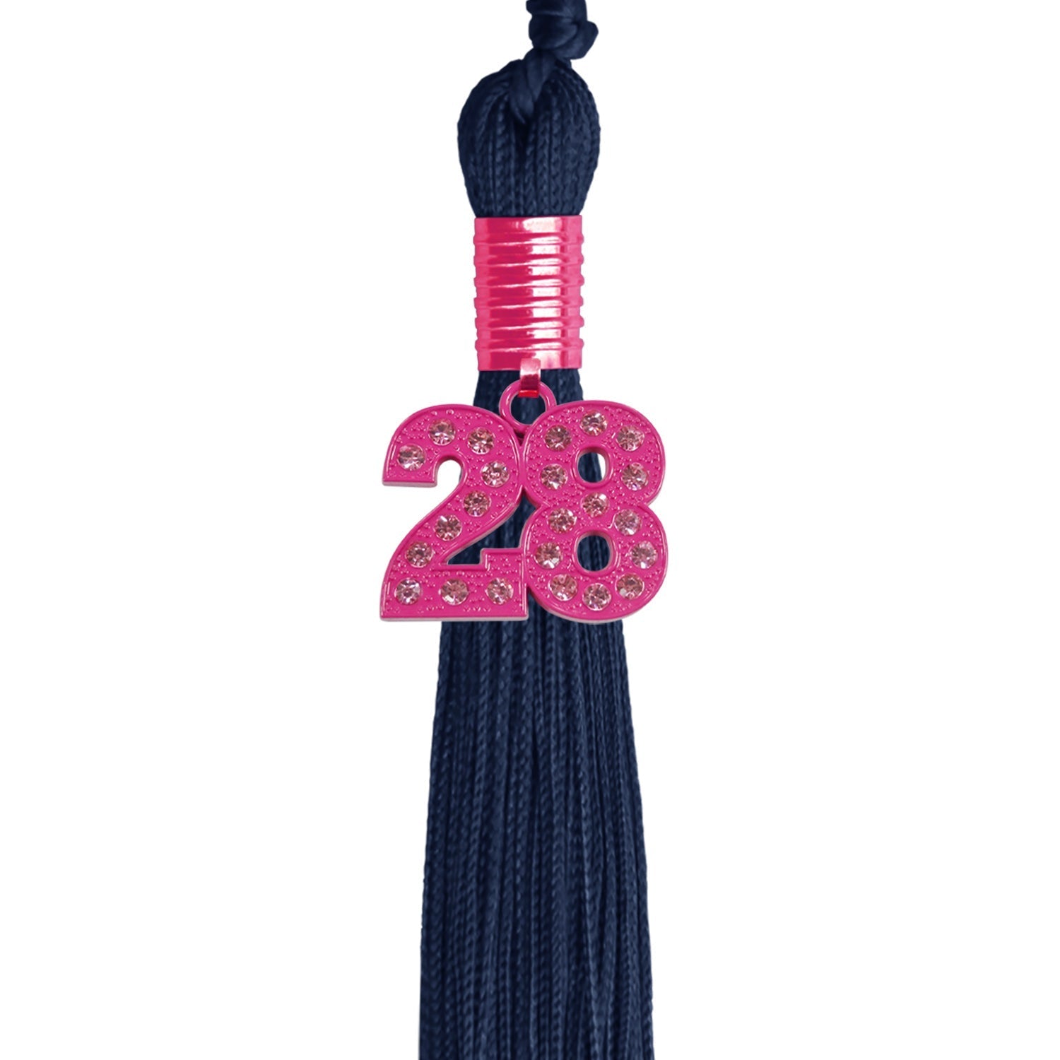 Navy Blue Graduation Tassel with Pink Bling Charm by Wholesale Grad Supply