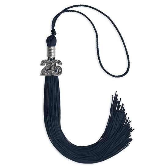 Navy Blue Graduation Tassel with Silver Bling Charm by Wholesale Grad Supply