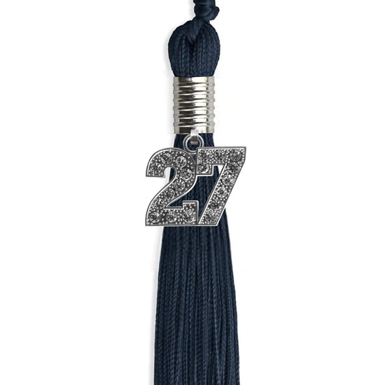 Navy Blue Graduation Tassel with Silver Bling Charm by Wholesale Grad Supply