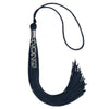 Navy Blue Graduation Tassel with Silver Stacked Date Drop by Wholesale Grad Supply