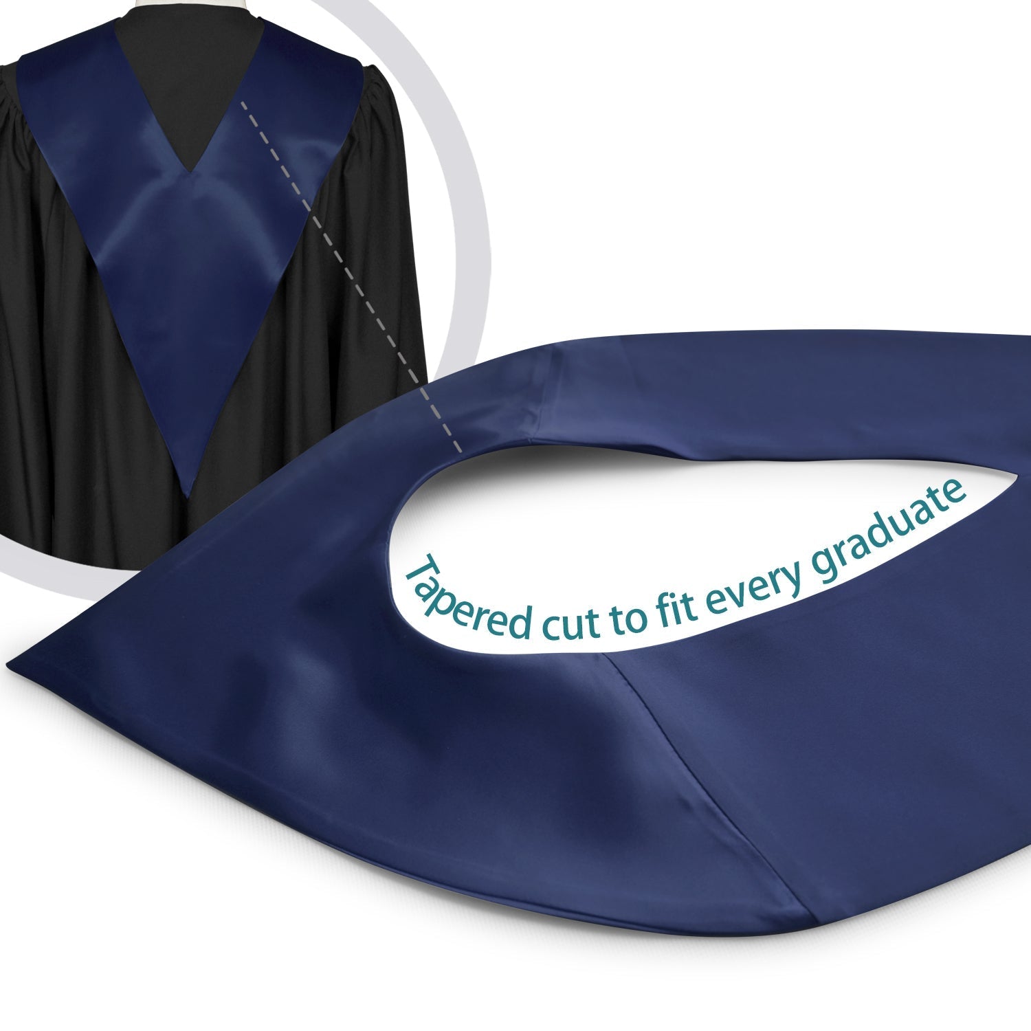 Navy Blue Graduation V-Stole by Wholesale Grad Supply