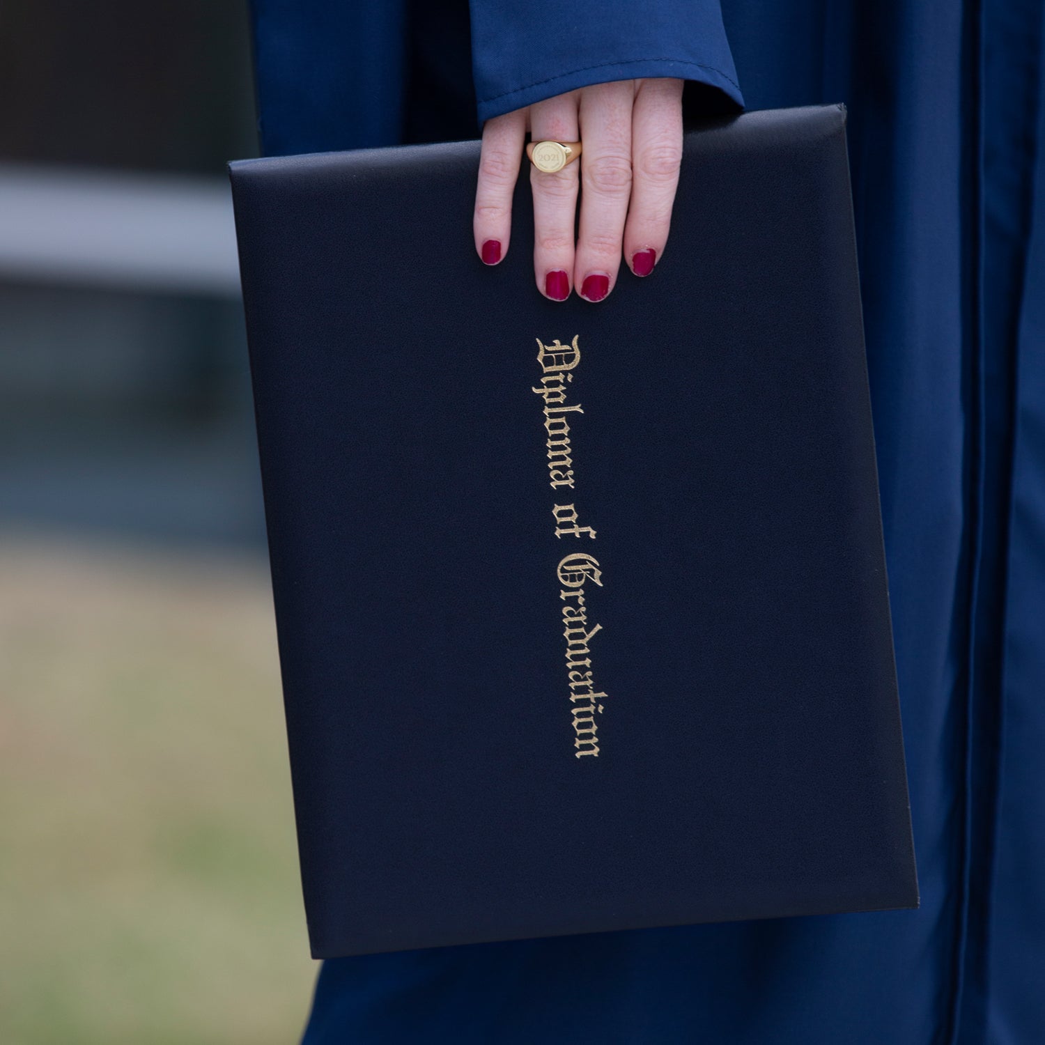 Navy Blue Imprinted Diploma Cover for 8.5" x 11" diploma by Wholesale Grad Supply