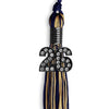 Navy Blue/Antique Gold Mixed Color Graduation Tassel with Black Bling Charm by Wholesale Grad Supply