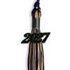Navy Blue/Antique Gold Mixed Color Graduation Tassel with Black Bling Charm by Wholesale Grad Supply