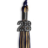 Navy Blue/Antique Gold Mixed Color Graduation Tassel with Black Bling Charm by Wholesale Grad Supply