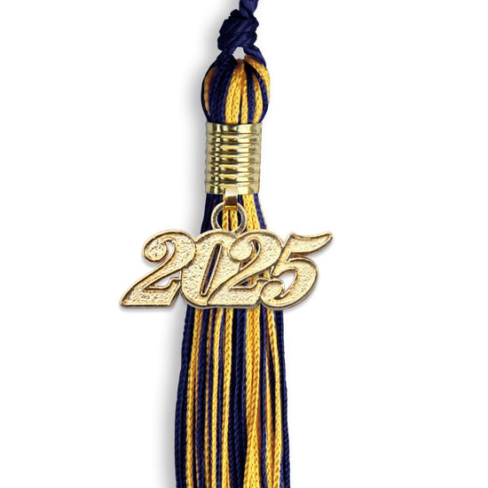 Navy Blue/Antique Gold Mixed Color Graduation Tassel with Gold Bling Charm by Wholesale Grad Supply