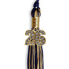 Navy Blue/Antique Gold Mixed Color Graduation Tassel with Gold Bling Charm by Wholesale Grad Supply