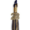 Navy Blue/Antique Gold Mixed Color Graduation Tassel with Gold Bling Charm by Wholesale Grad Supply