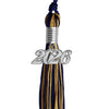 Navy Blue/Antique Gold Mixed Color Graduation Tassel with Silver Bling Charm by Wholesale Grad Supply