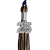 Navy Blue/Antique Gold Mixed Color Graduation Tassel with Silver Bling Charm by Wholesale Grad Supply