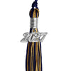 Navy Blue/Antique Gold Mixed Color Graduation Tassel with Silver Bling Charm by Wholesale Grad Supply